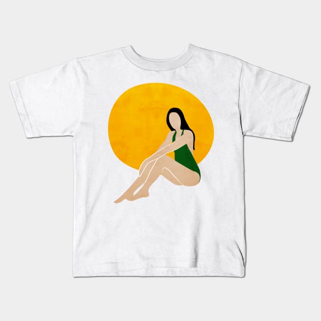 Girl on the beach Kids T-Shirt by grafart